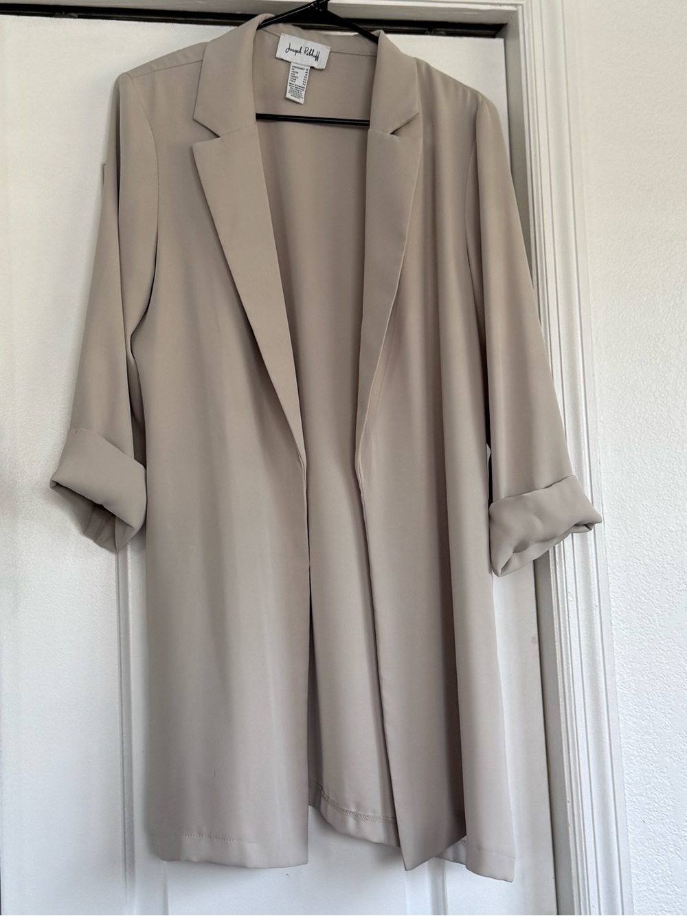 Joseph Ribkoff Taupe Open Front Long Blazer